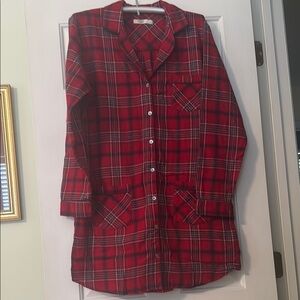UGG Red Plaid Flannel Button-Up Shirt Nightshirt